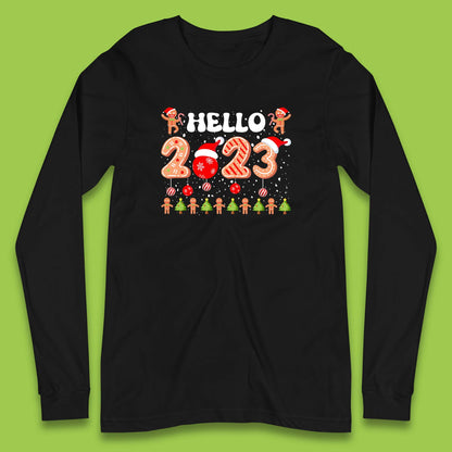 Hello 2023 Merry Christmas Gingerbread Xmas Cookies Long Sleeve T Shirt