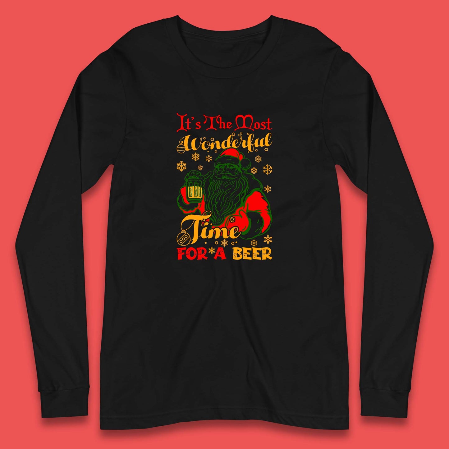 santa drinking beer long sleeve t shirt