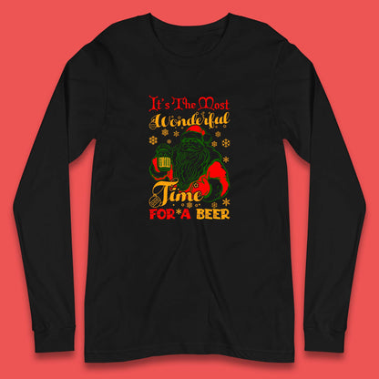 santa drinking beer long sleeve t shirt