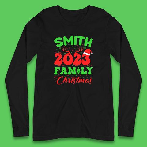 Personalised 2023 Family Christmas Your Name Xmas Matching Family Costume Long Sleeve T Shirt