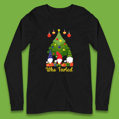 who farted christmas gnomes funny long sleeve t shirt