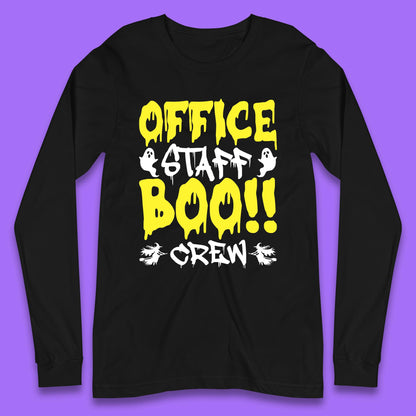 Office Staff Boo Crew Halloween Office Squad Boo Ghost Office Crew Long Sleeve T Shirt
