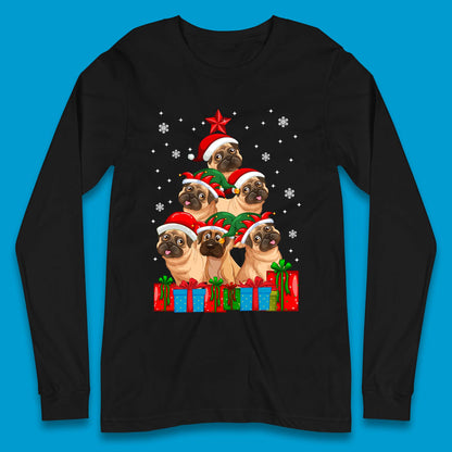 pug dog christmas long sleeve t shirt
