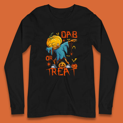 Dab Or Treat Scarecrow Dabs Halloween Dabbing Dance Horror Scary Long Sleeve T Shirt