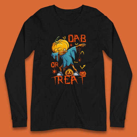 Dab Or Treat Scarecrow Dabs Halloween Dabbing Dance Horror Scary Long Sleeve T Shirt