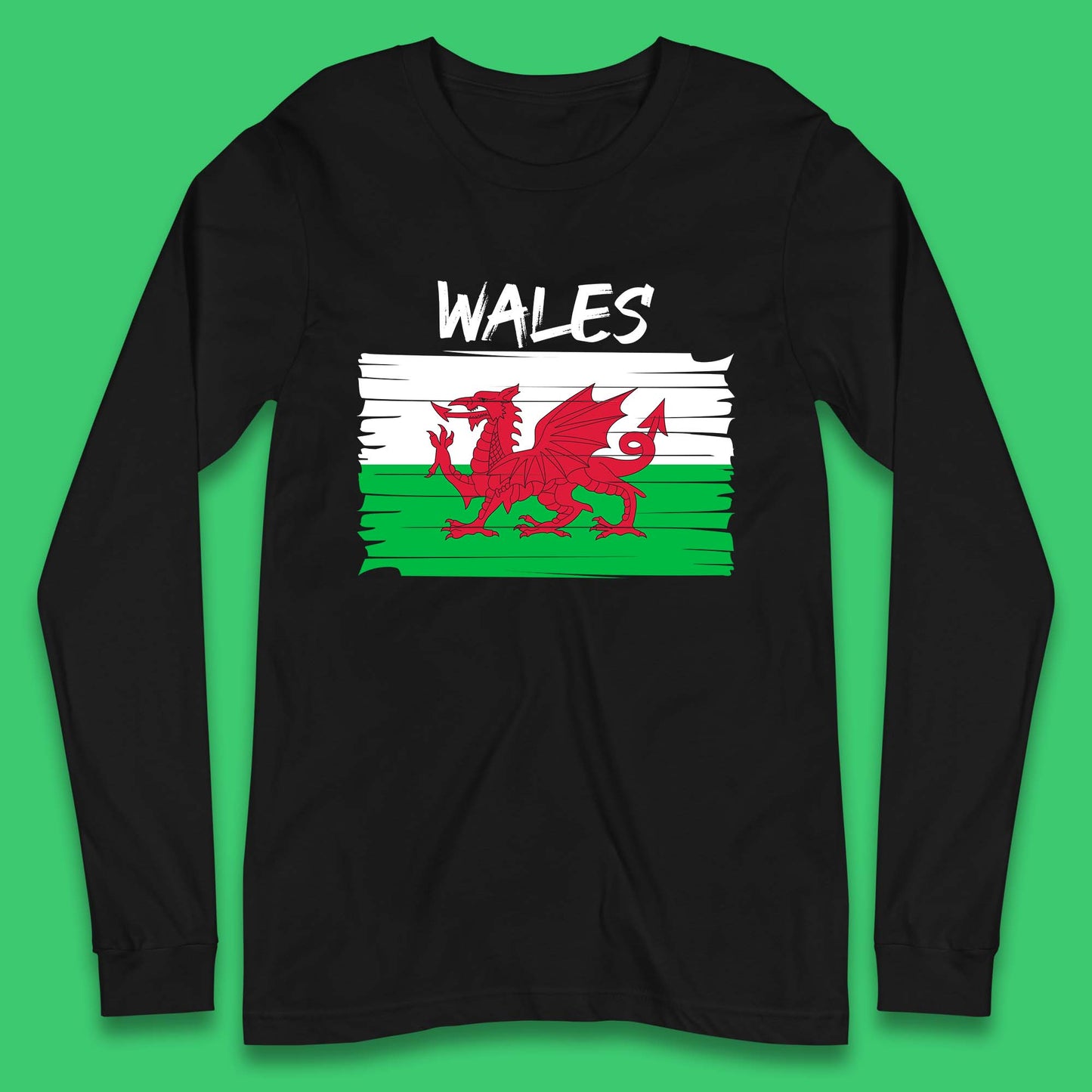 Welsh Dragon Flag Of Wales Saint Welsh Sant Dewi St. David's Day Dragon Flag Long Sleeve T Shirt