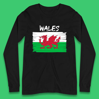 Welsh Dragon Flag Of Wales Saint Welsh Sant Dewi St. David's Day Dragon Flag Long Sleeve T Shirt