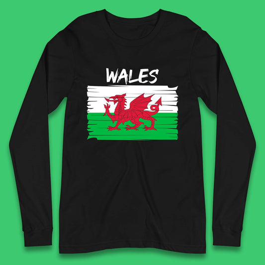 Welsh Dragon Flag Of Wales Saint Welsh Sant Dewi St. David's Day Dragon Flag Long Sleeve T Shirt