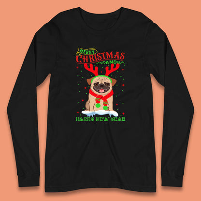 christmas pug dog long sleeve t-shirt