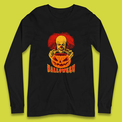 Pennywise Clown Hands Halloween Pumpkin IT Pennywise Clown Horror Movie Fictional Character Long Sleeve T Shirt
