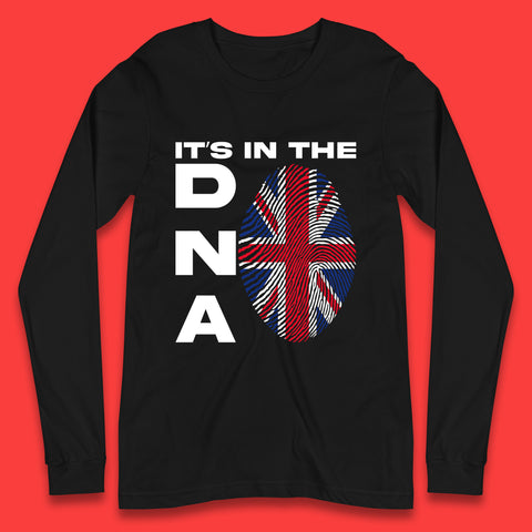 It's In My DNA Uk Union Jack Flag Fingerprint United Kingdom London Souvenirs British Flag Long Sleeve T Shirt