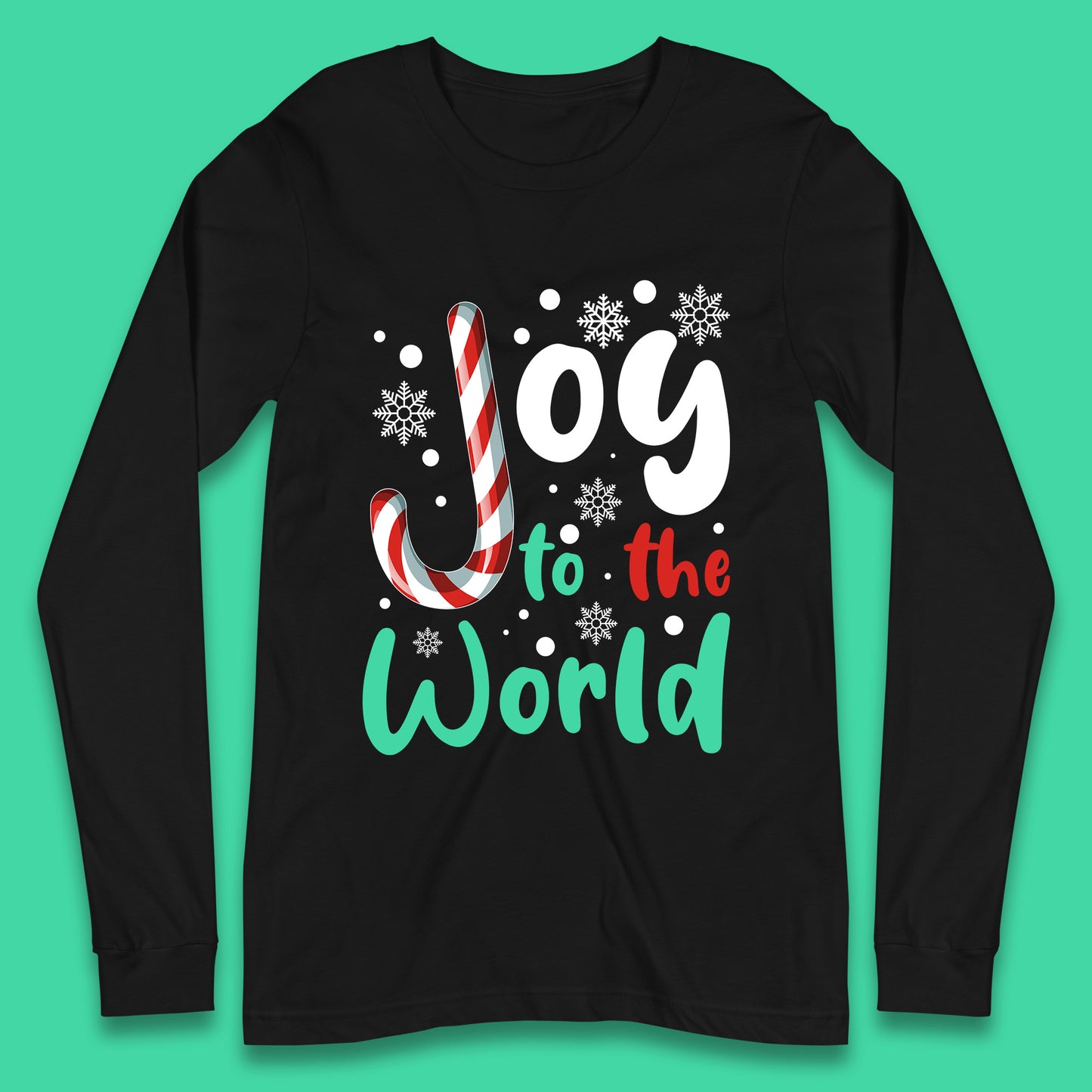 joy to the world christmas candy cane long sleeve t shirt