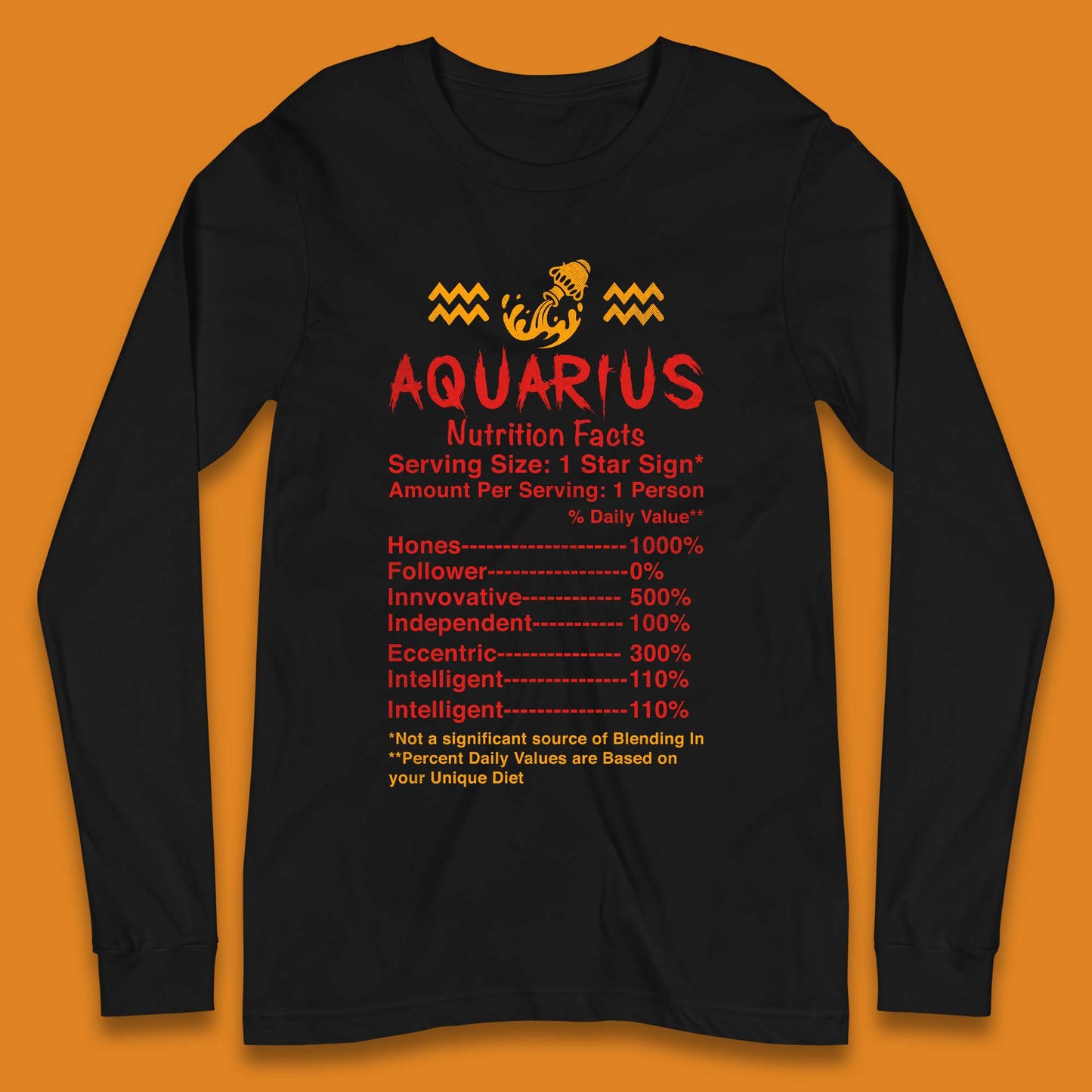 Aquarius Nutrition Facts Long Sleeve T-Shirt