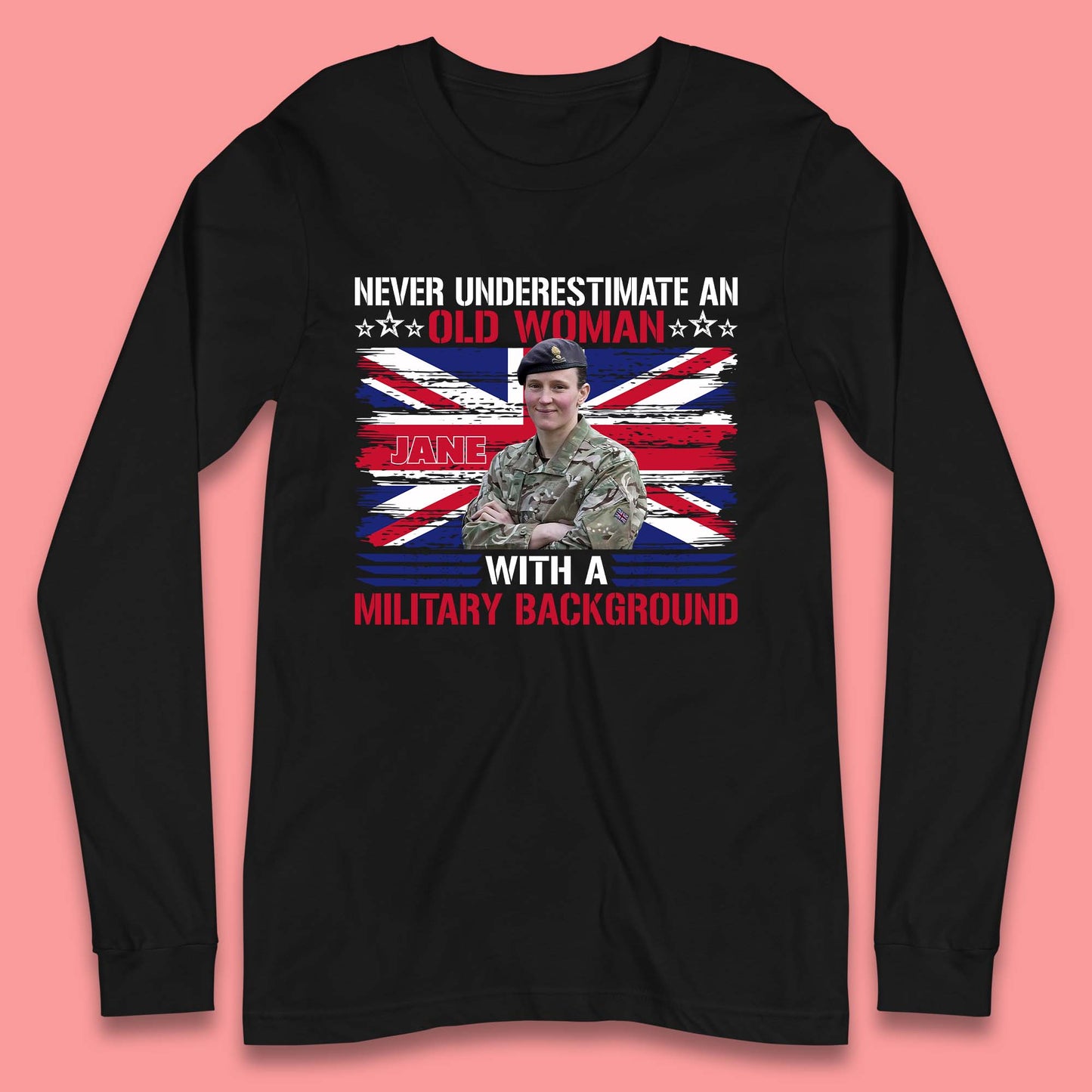 Personalised Never Underestimate An Old Woman Long Sleeve T-Shirt