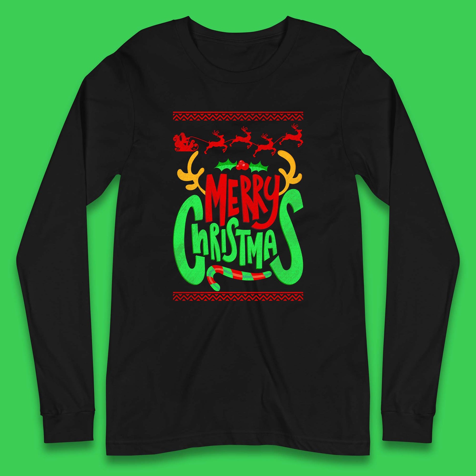 christmas reindeer antlers long sleeve t shirt