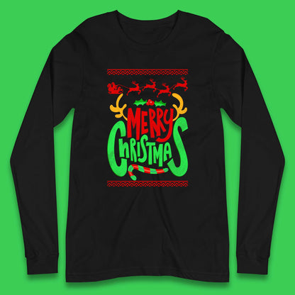 christmas reindeer antlers long sleeve t shirt