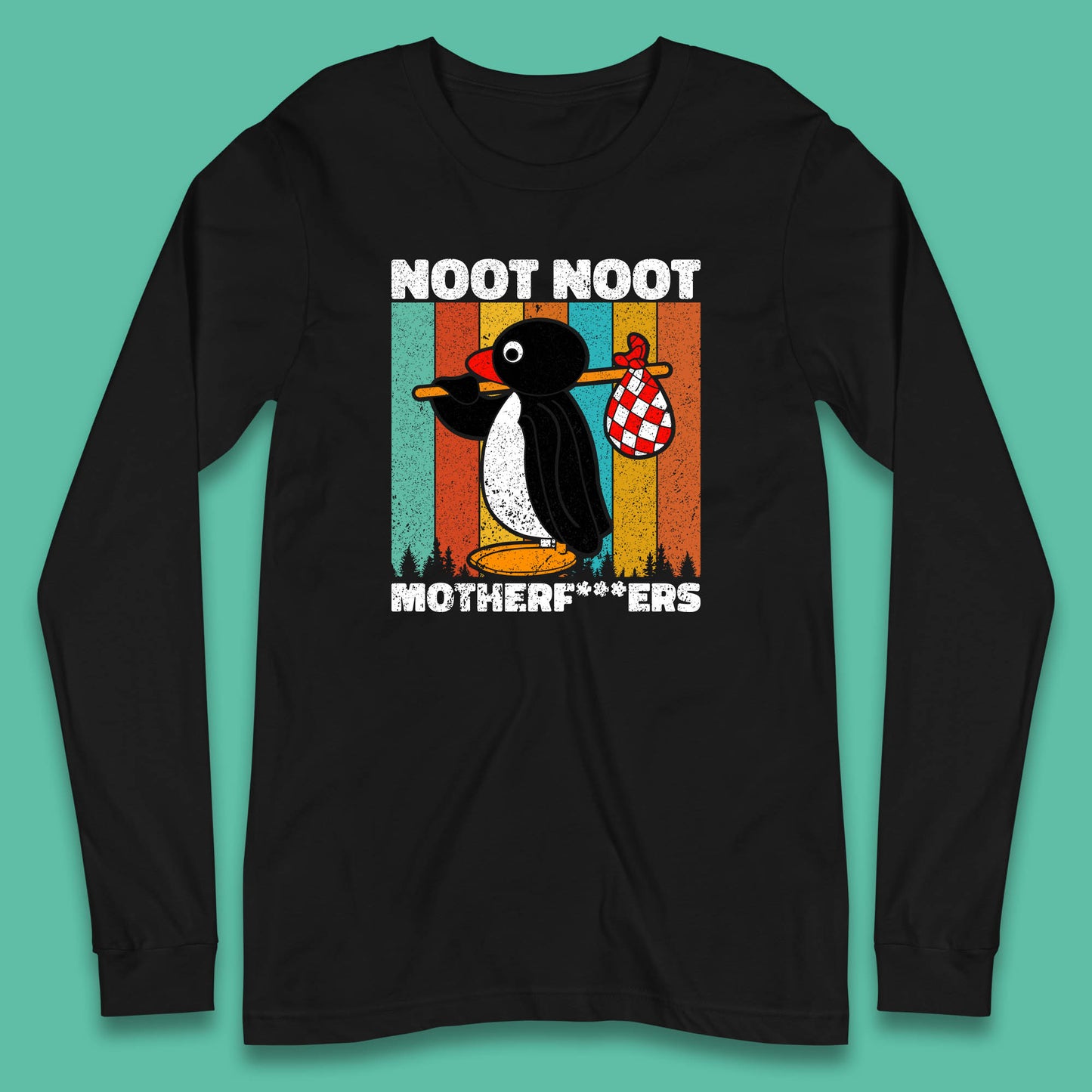 Noot Noot Pingu Madafakas Motherfcukers Funny Meme Vintage Retro Cartoon Anime Manga Long Sleeve T Shirt