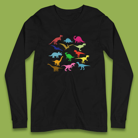 Colourful Dinosaurs Dino Fossil Dinosaurs Wild Nature Prehistoric Paleontology Velociraptor Long Sleeve T Shirt