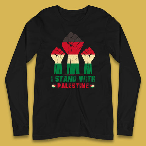 I Stand With Palestine Freedom Protest Fist Support Palestine Save Gaza Long Sleeve T Shirt