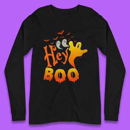 Whispers in the Moonlit Night Hey Boo Horror Scary Costume Halloween Boo Wear Long Sleeve T Shirt