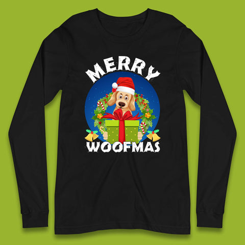 Merry Woofmas Christmas Golden Retriever Dog Xmas Dog Lovers Long Sleeve T Shirt