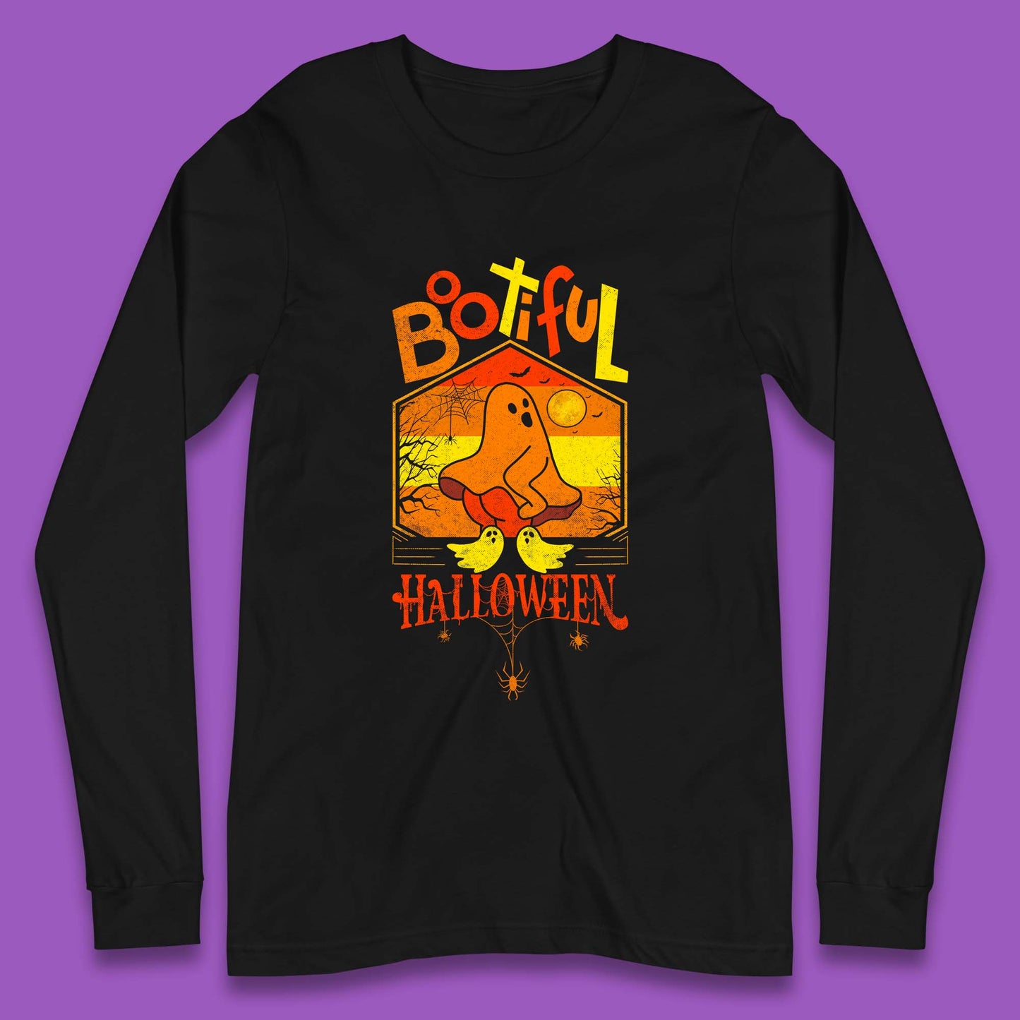 Bootiful Halloween Funny Ghost Big Butt Thick Halloween Ghost Booty Funny Humor Offensive Long Sleeve T Shirt