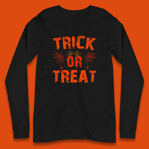 Trick Or Treat Happy Halloween Horror Scary Spooky Season Vibes Long Sleeve T Shirt