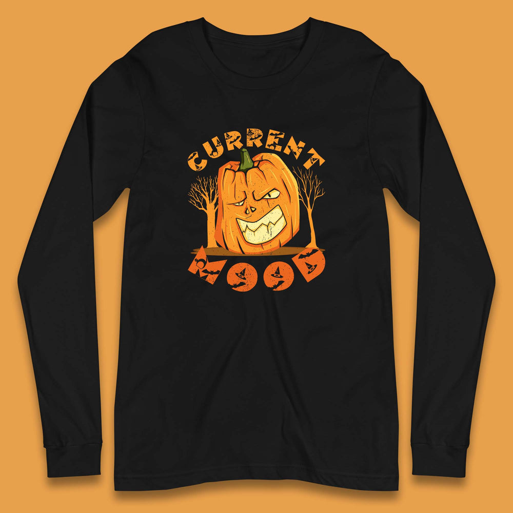 Current Mood Halloween Pumpkin Evil Scary Smile Horror Jack-o-Lantern Long Sleeve T Shirt