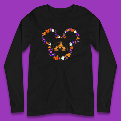 Disney Halloween Mickey Mouse Head Disney Castle Halloween Elements Horror Scary Long Sleeve T Shirt
