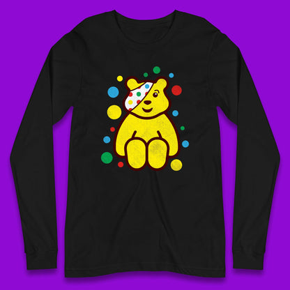 Children In Need Sitting Spotty Pudsey Bear Charity Raising Spotty Day Long Sleeve T Shirt
