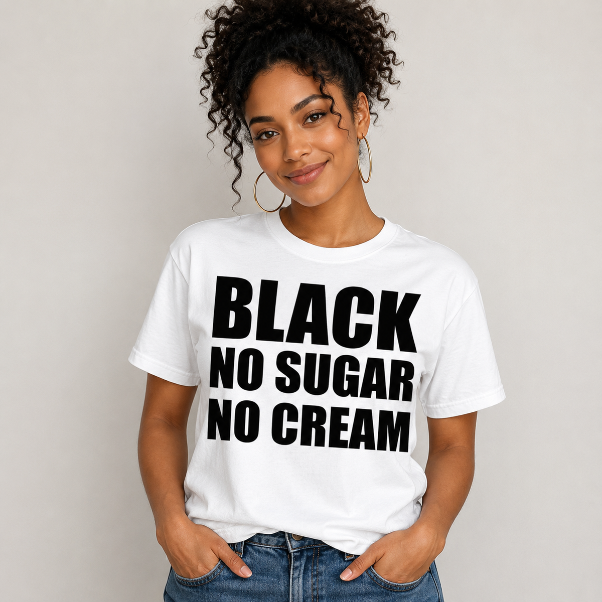 Black No Sugar No Cream T Shirt