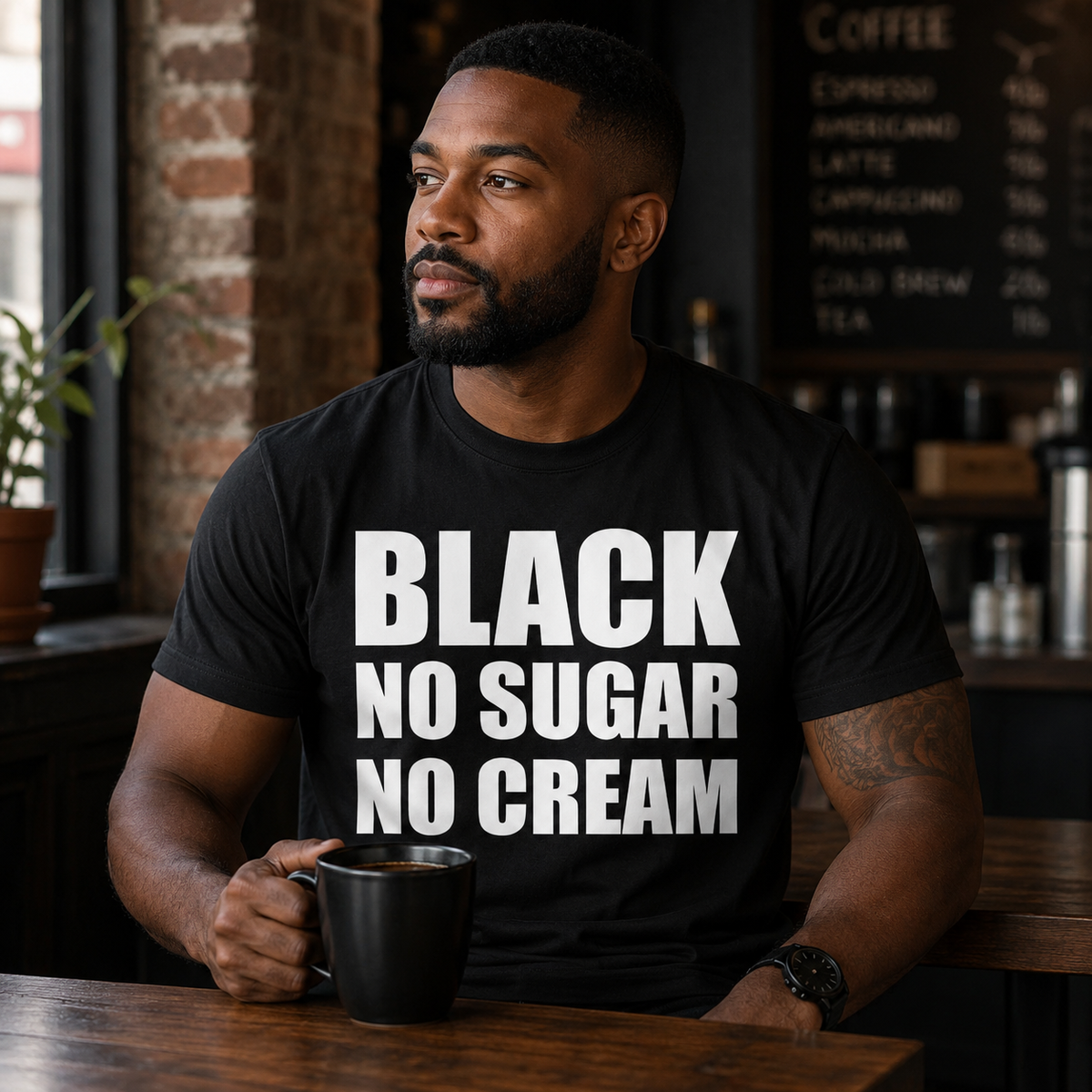 Black No Sugar No Cream T Shirt