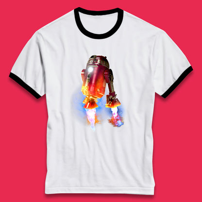 R2-D2 Ready To Fly Iron Man Spoof Sci-fi Action Adventure Movie Character  Star Wars 46th Anniversary Ringer T Shirt