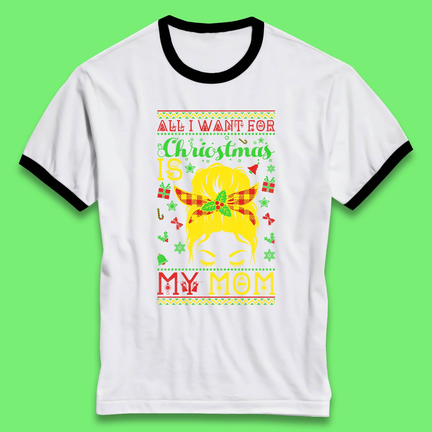 mom christmas ringer t shirt