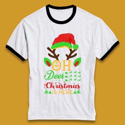 oh deer christmas is here ringer tee