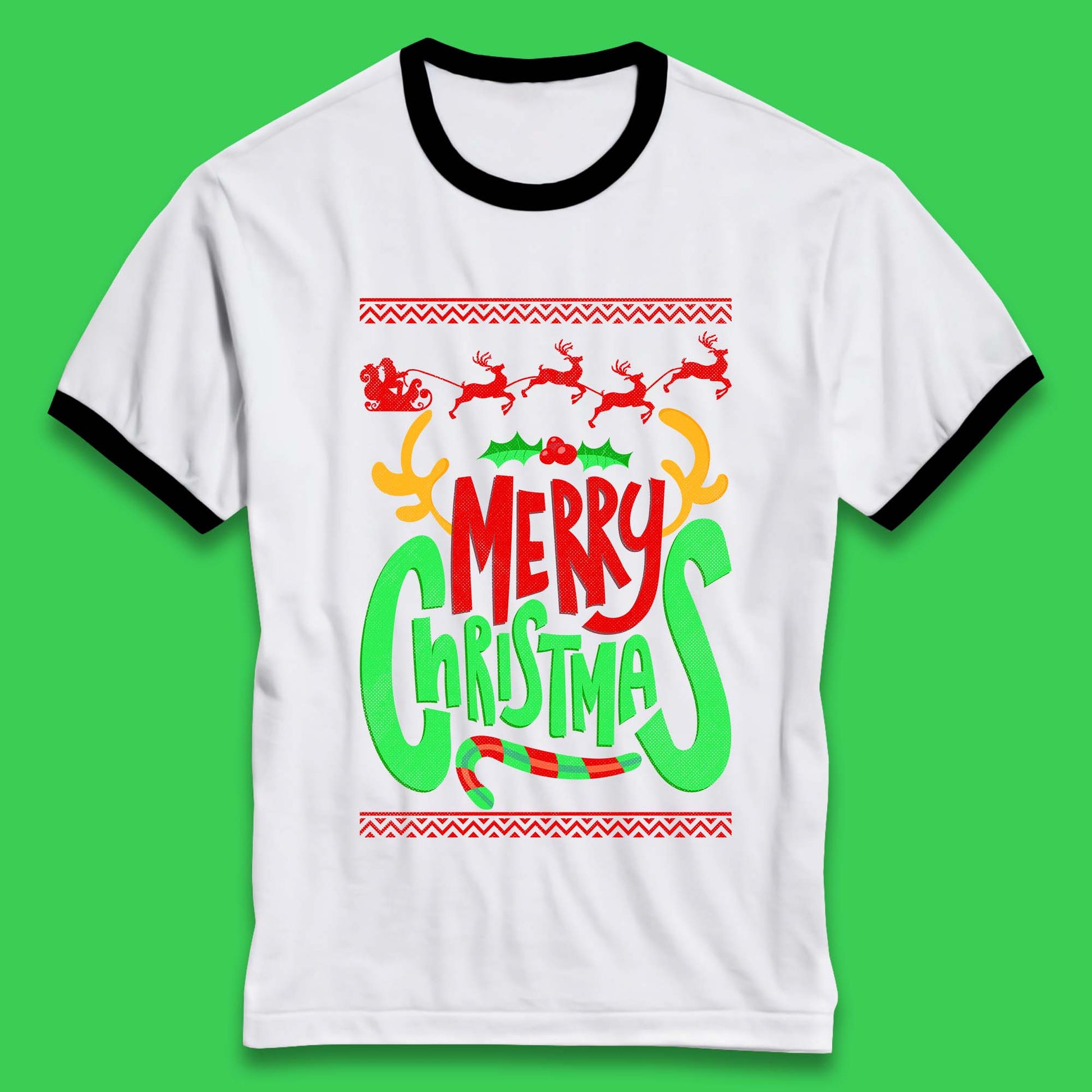 christmas reindeer antlers ringer t shirt