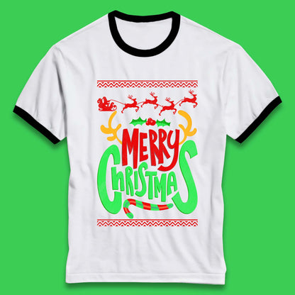 christmas reindeer antlers ringer t shirt