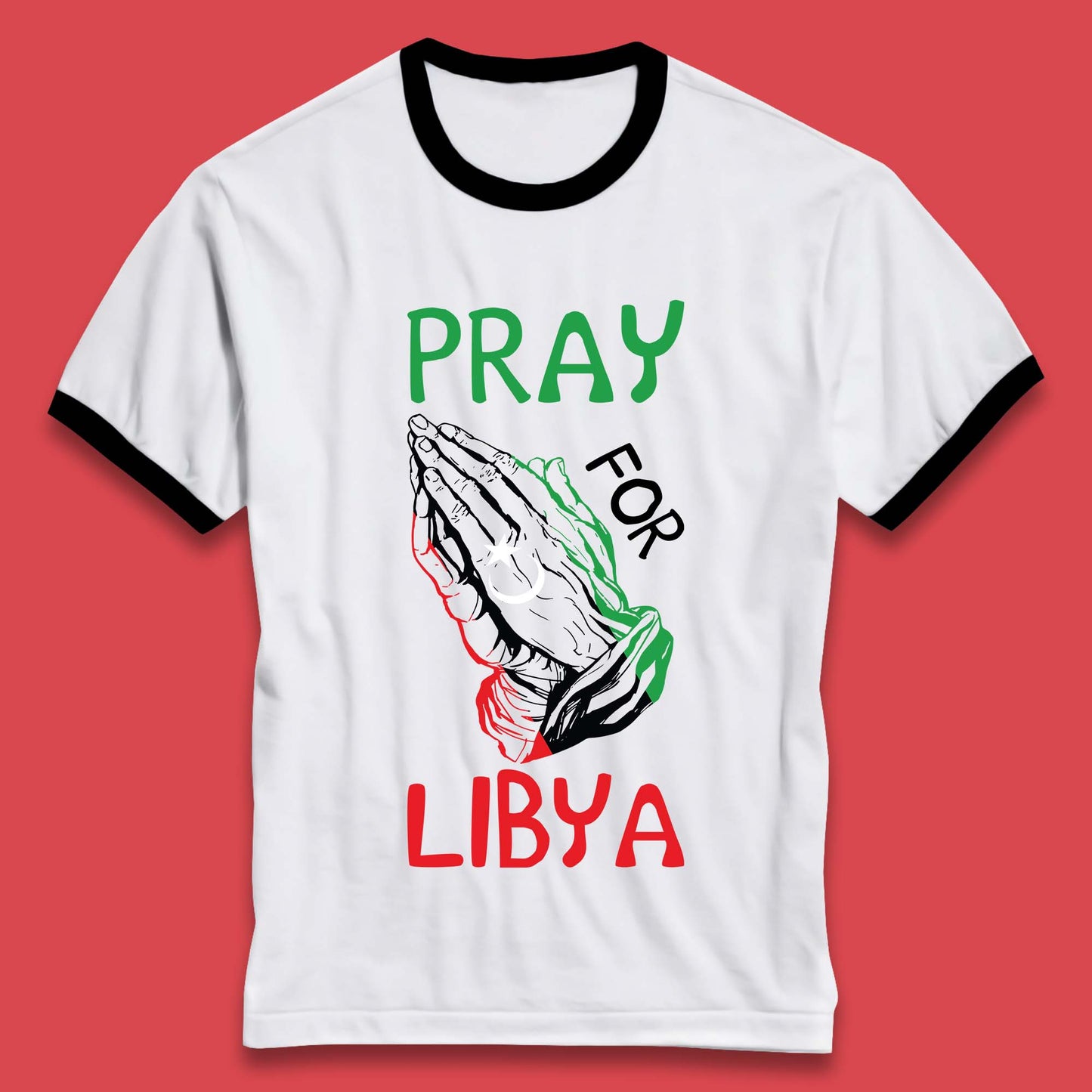Pray For Libya Stand With Libya Help Libya Flood Solidarity Ringer T Shirt
