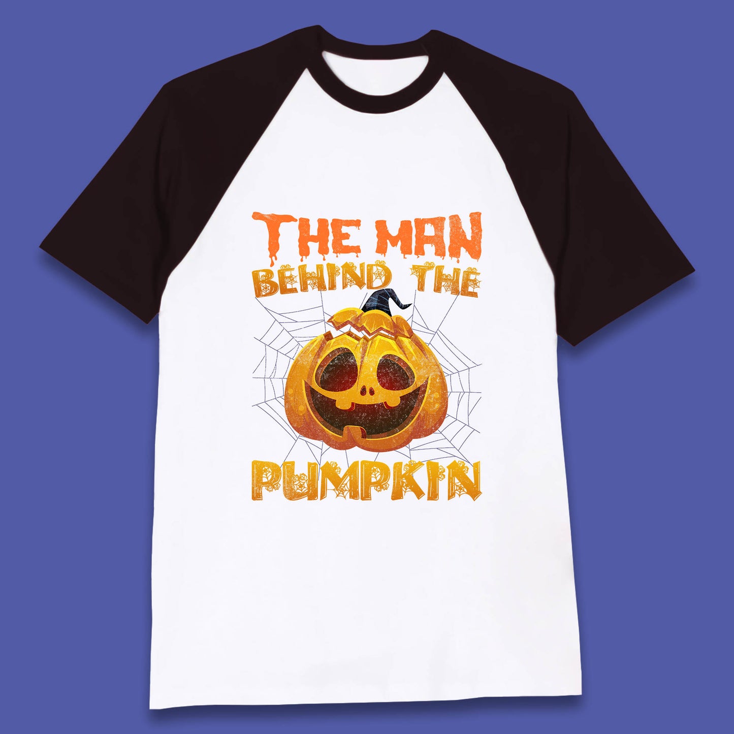 The Man Behind The Pumpkin Halloween Pregnancy Baby Announcement New Dad Gift Baseball T Shirt