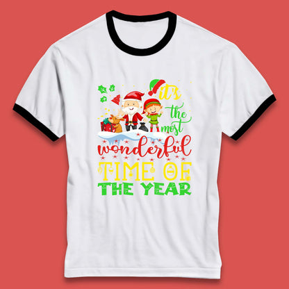 santa reindeer and elf ringer t shirt