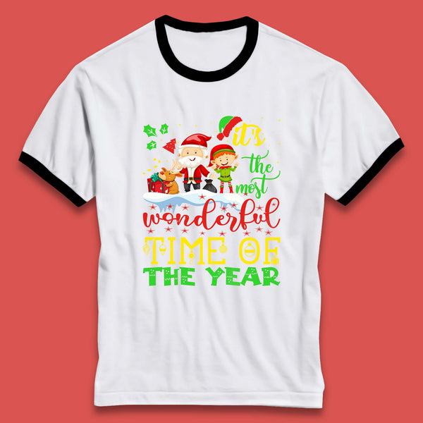 It's The Most Wonderful Time Of Year Christmas Santa Claus Reindeer Elf Xmas Season Ringer T Shirt