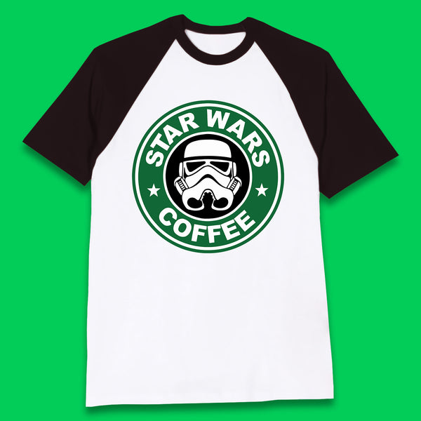 Star Wars Coffee Stormtrooper Sci-fi Action Adventure Movie Character Starbucks Coffee Spoof Star Wars 46th Anniversary Baseball T Shirt