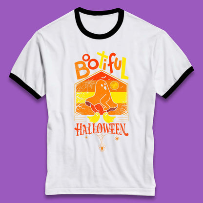 Bootiful Halloween Funny Ghost Big Butt Thick Halloween Ghost Booty Funny Humor Offensive Ringer T Shirt