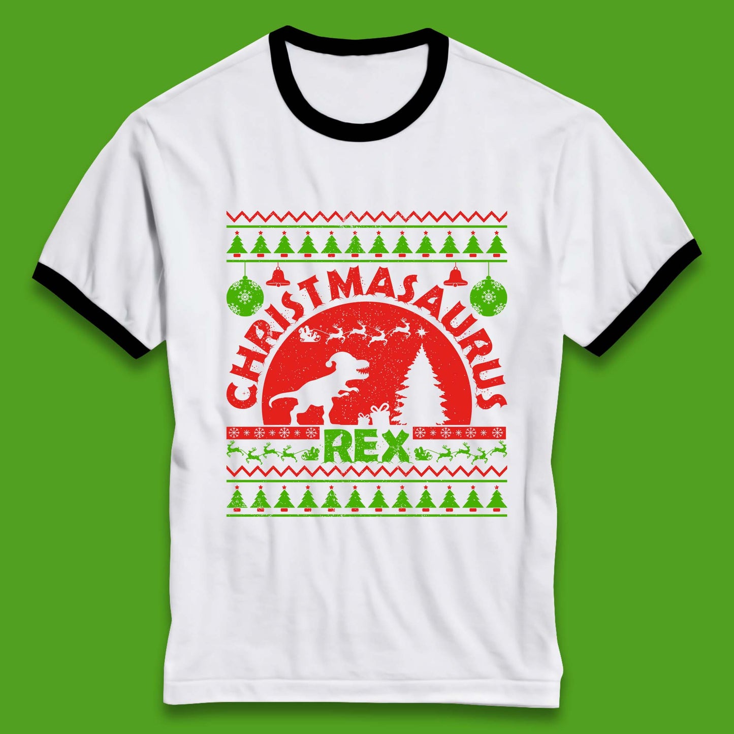 Christmasaurus Rex Ringer T-Shirt
