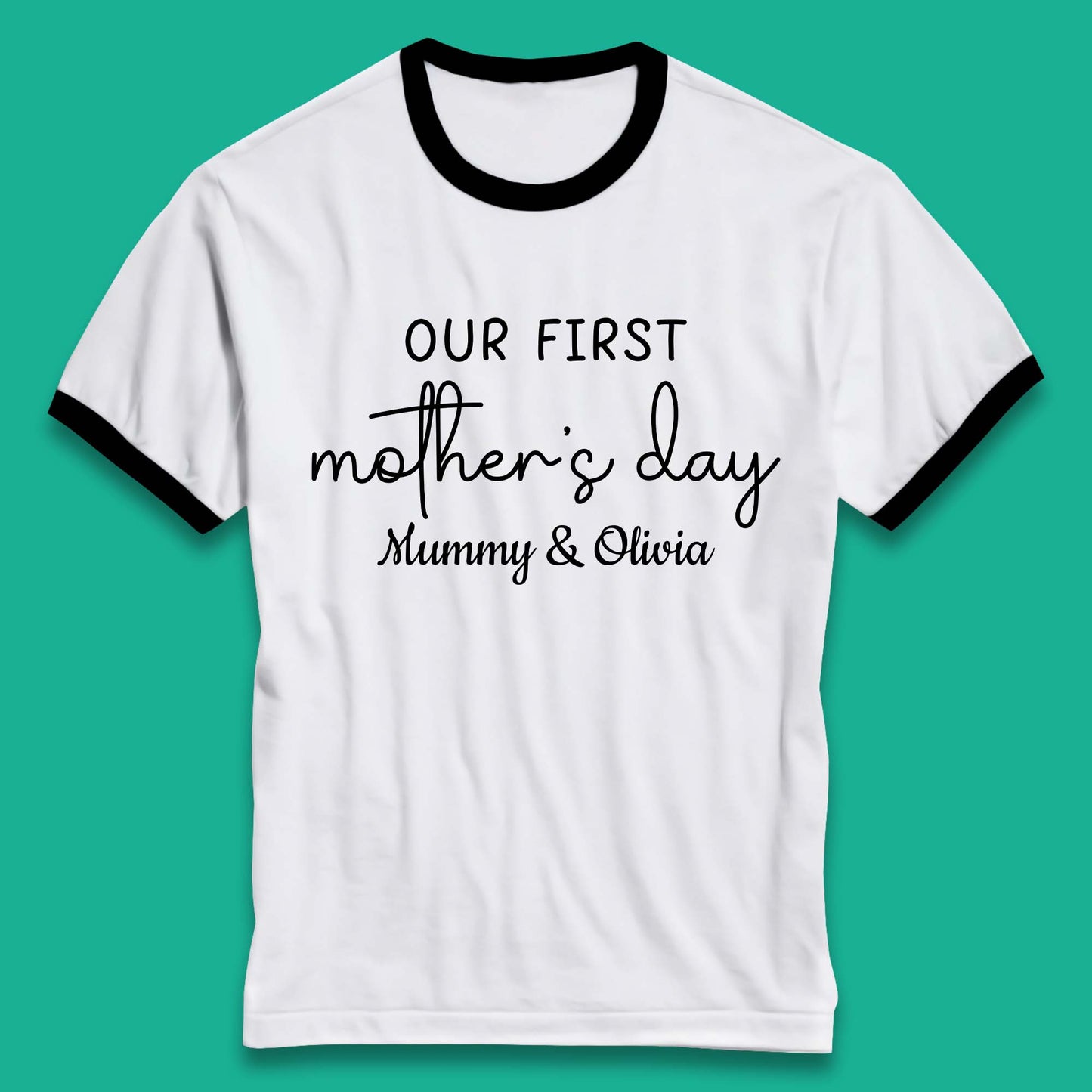Personalised Our First Mother's Day Ringer T-Shirt