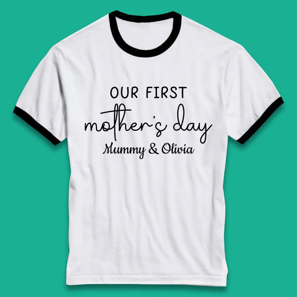 Personalised Our First Mother's Day Ringer T-Shirt
