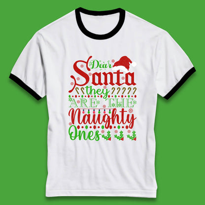 dear santa christmas ringer t shirt
