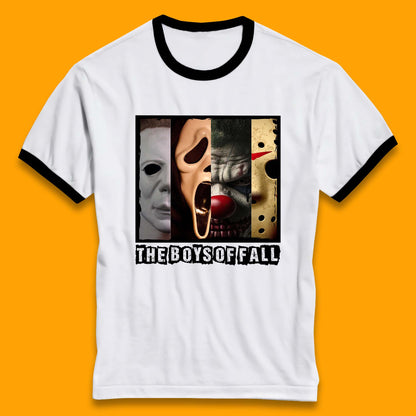 The Boys Of Fall Halloween Horror Movie Characters Friends Halloween Villians Serial Killers Ringer T Shirt
