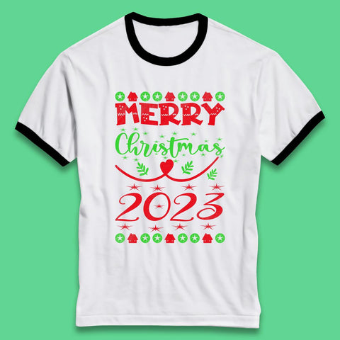 Merry Christmas 2023 Winter Holiday Xmas Festive Celebration Ringer T Shirt