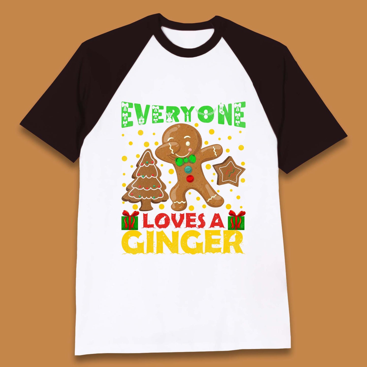 Dabbing Gingerbread Christmas Baseball T-Shirt